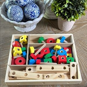 Melissa and Doug Colorful Wooden Building Blocks Classic Construction Set